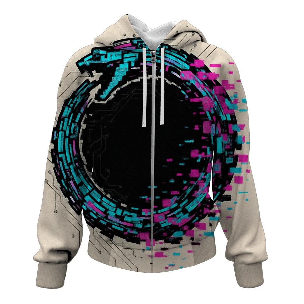 Digital Glitch Ouroboros pullover hoodies
