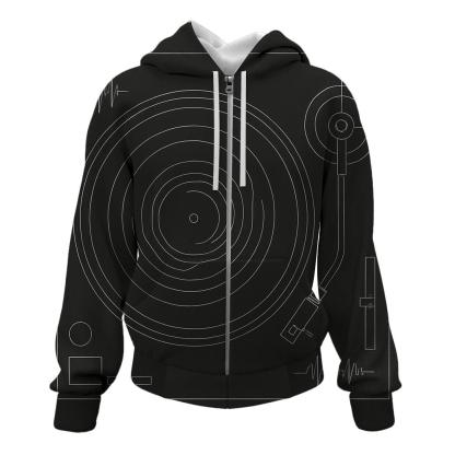 Monochrome Turntable Blueprint graphic hoodies