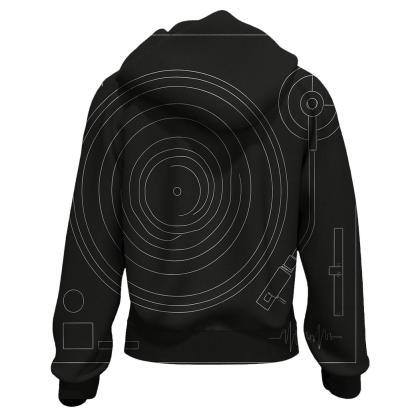 Monochrome Turntable Blueprint graphic hoodies