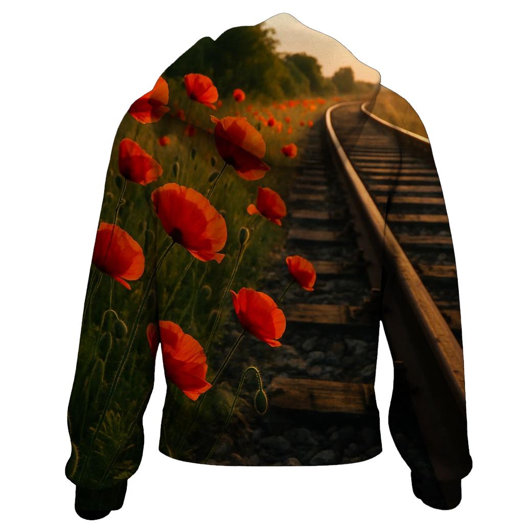 Wild Poppies Along Old Railway Embankment custom hoodies