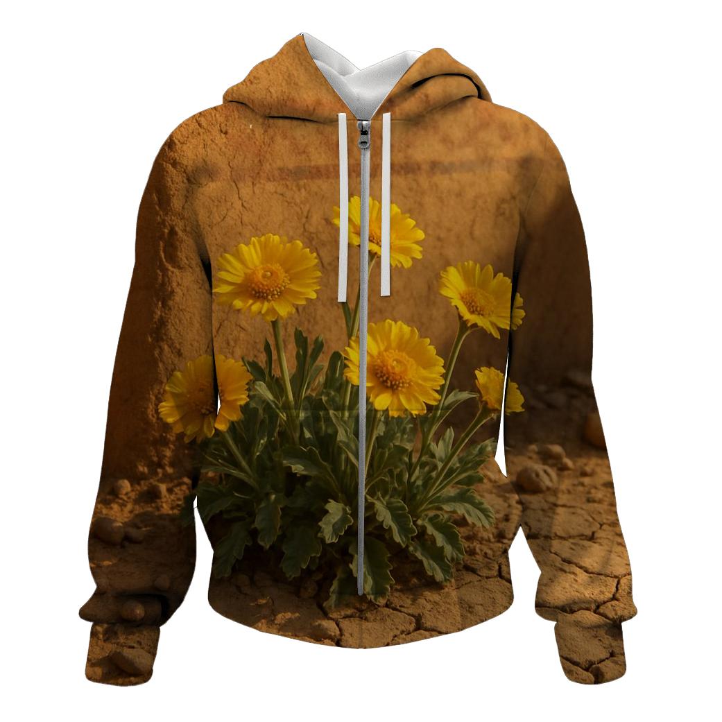 Desert Marigolds Beside Adobe Wall premium hoodies