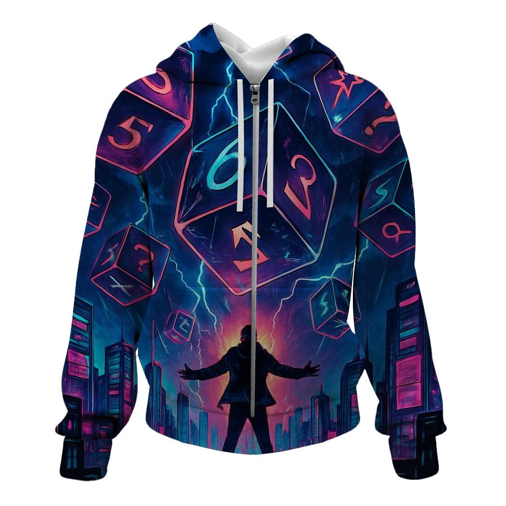 Dice Storm Over Rooftops printed hoodies