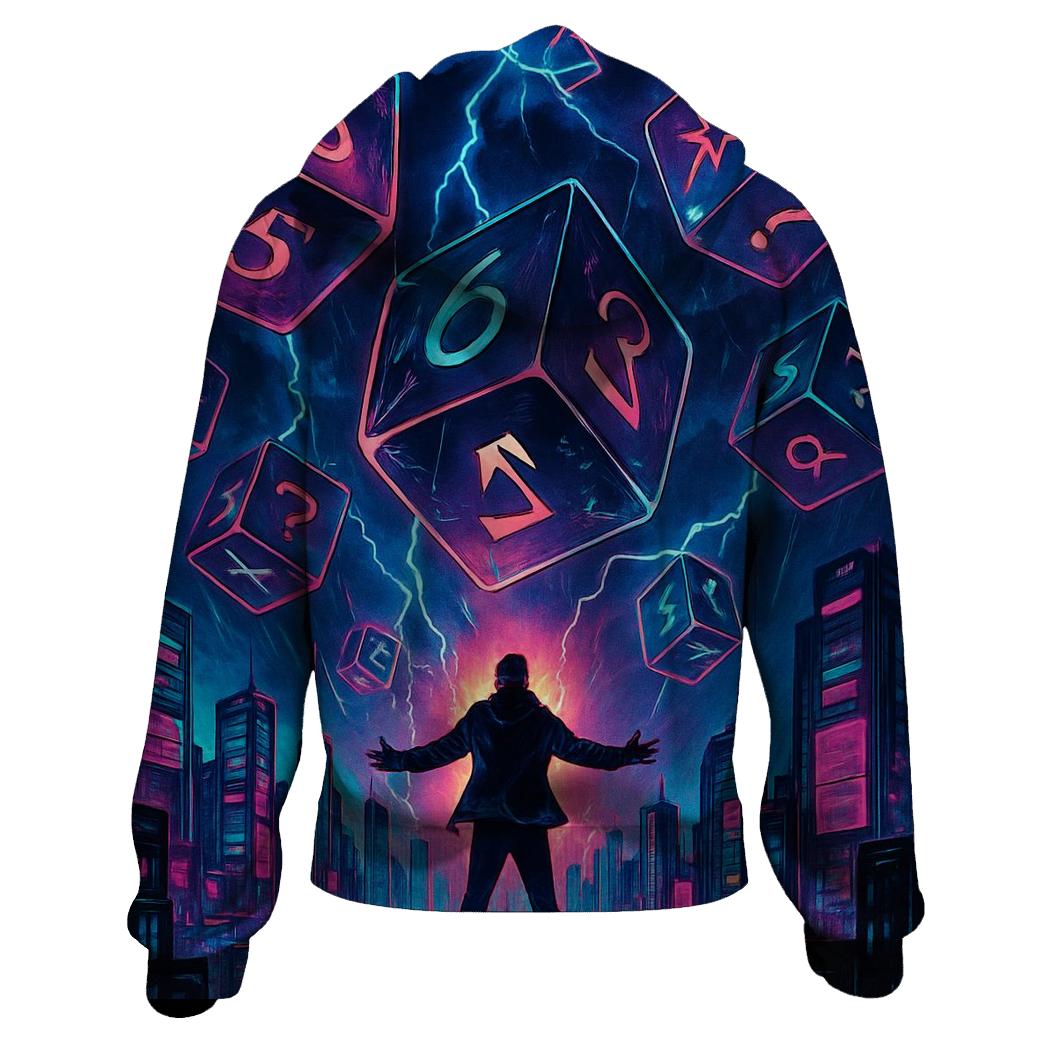 Dice Storm Over Rooftops printed hoodies
