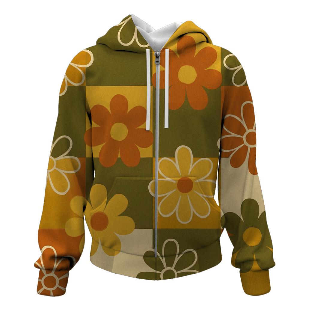 Funky Floral Checkerboard lightweight hoodies