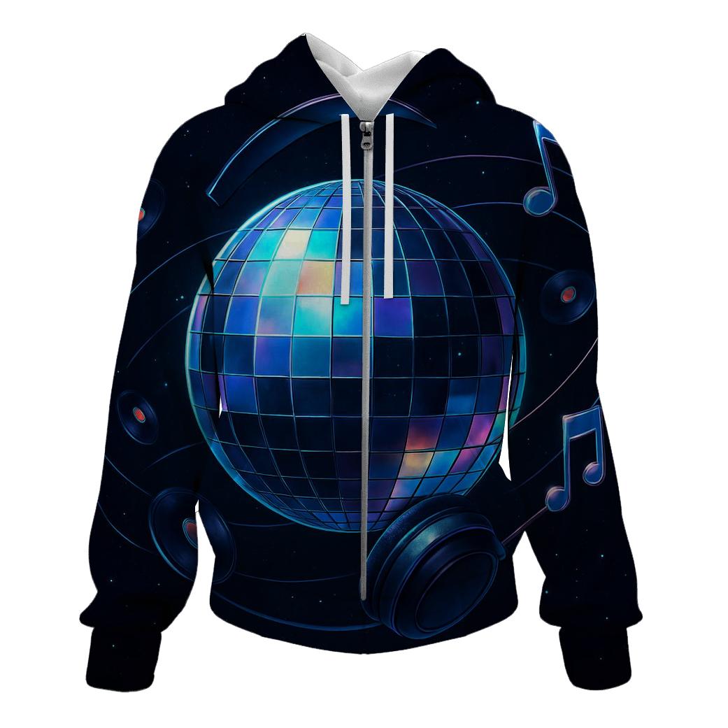 Holographic Disco Orbit zip-up hoodies