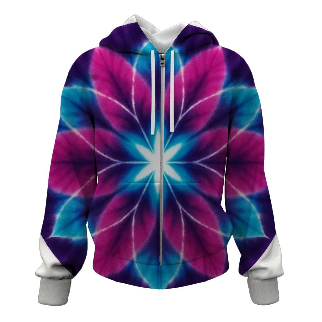 Cyan Lotus Mandala Spin heavyweight hoodies