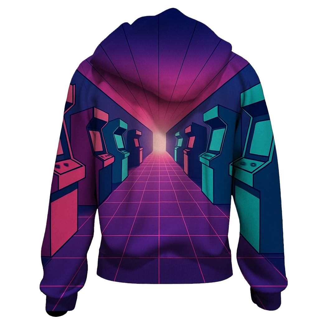Vaporwave Arcade Corridor lightweight hoodies