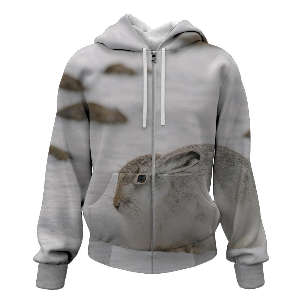 Snowfield Rest Mountain Hare graphic hoodies