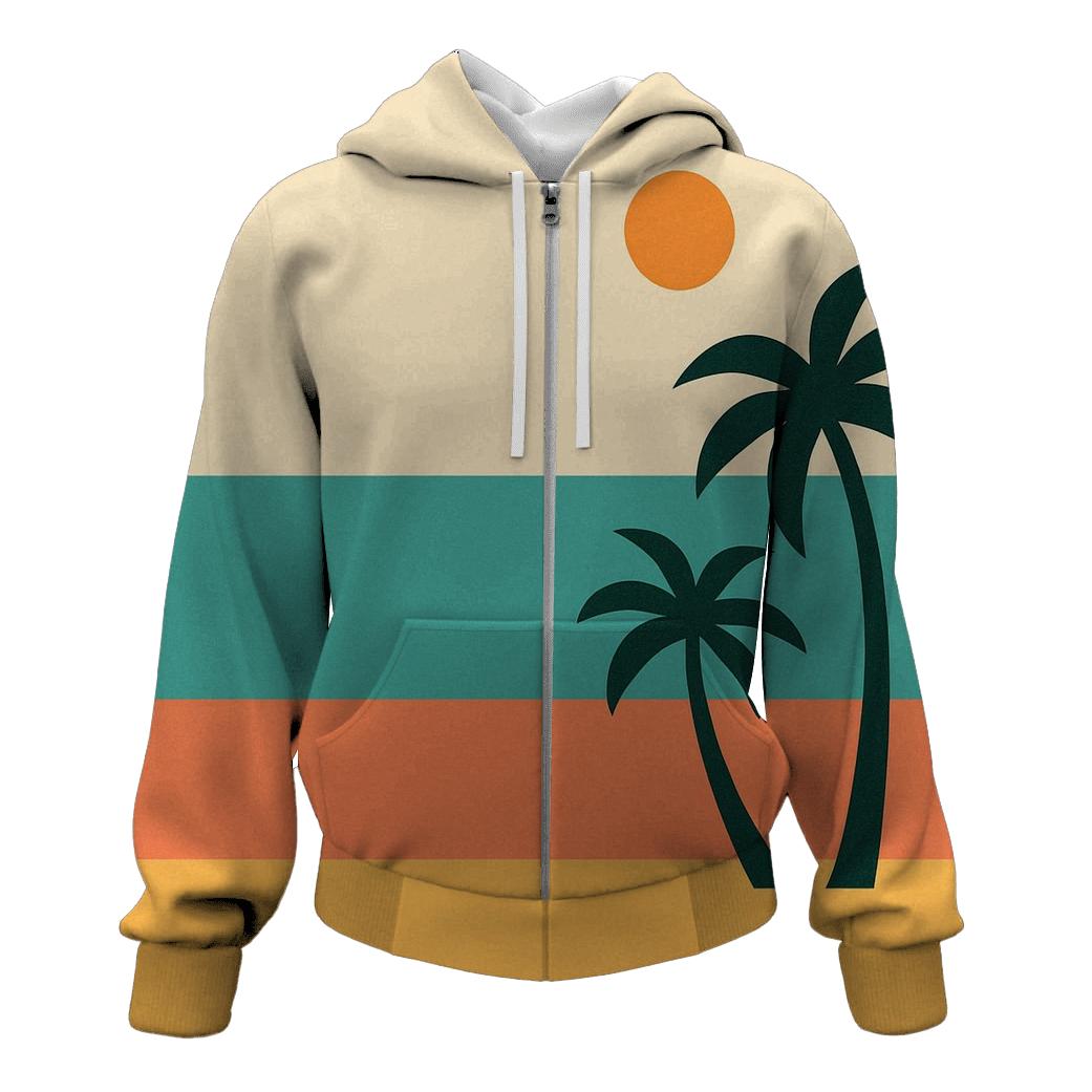 Retro Beach Stripe Escape graphic hoodies