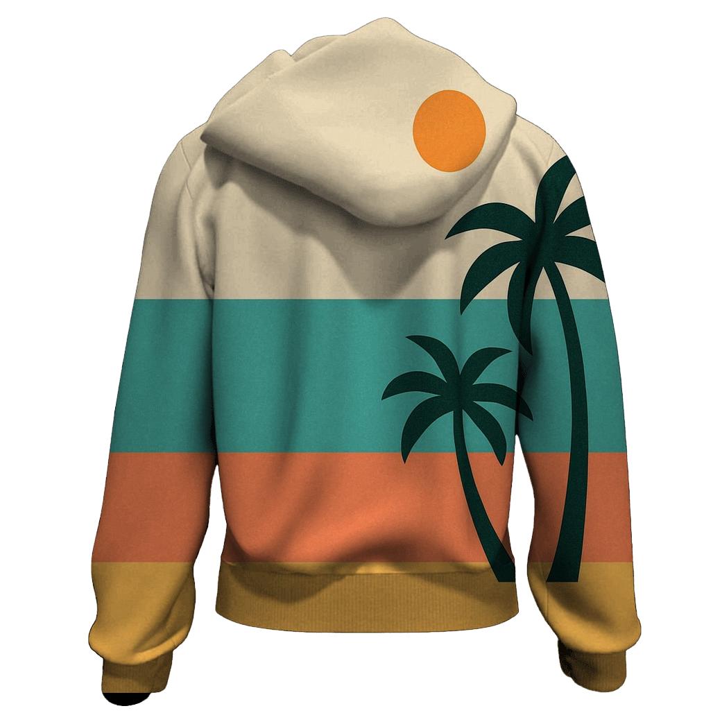 Retro Beach Stripe Escape graphic hoodies
