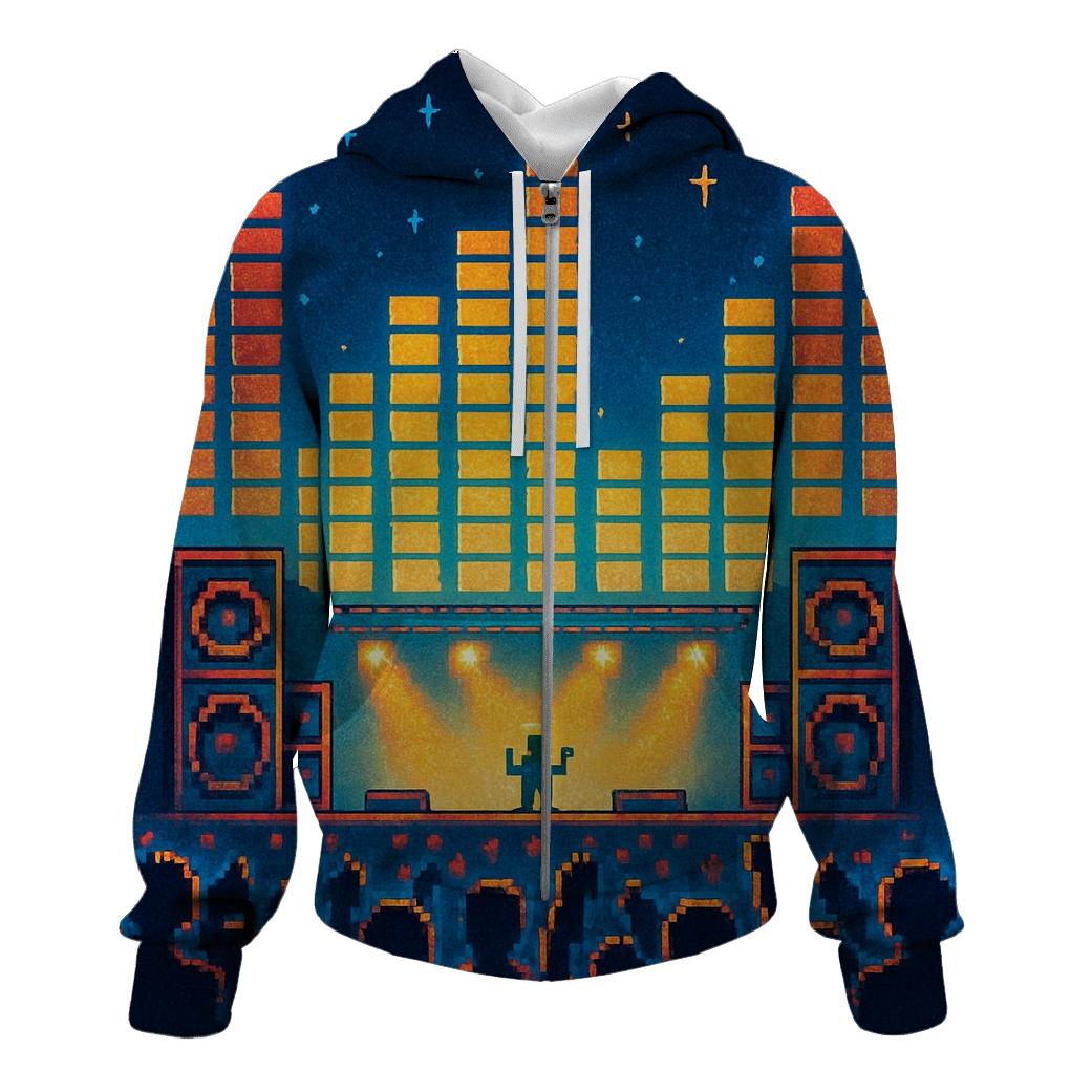 Pixel Stage Arcade Night graphic hoodies