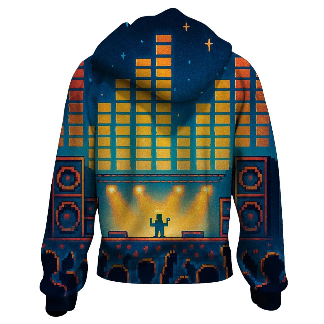 Pixel Stage Arcade Night graphic hoodies