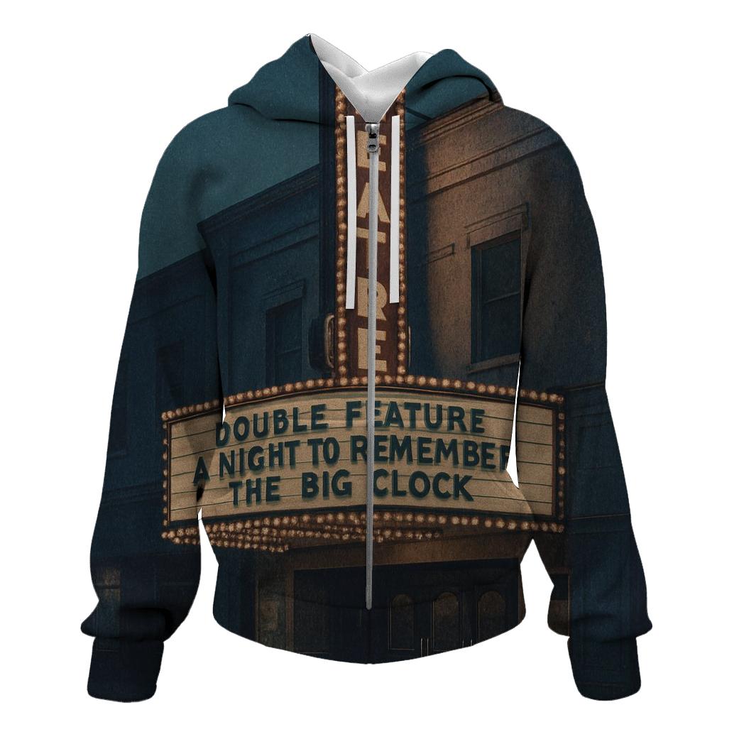 Old Cinema Marquee Twilight printed hoodies