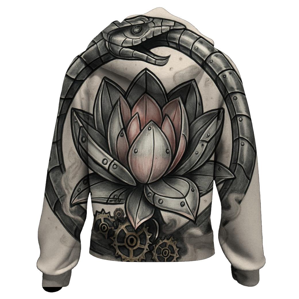 Mechanical Lotus Ouroboros embroidered hoodies