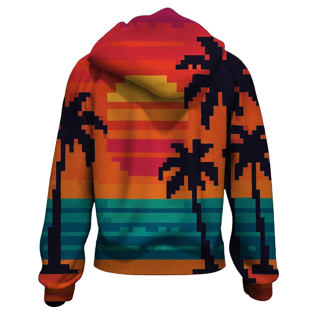 Pixel Beach Sunset graphic hoodies