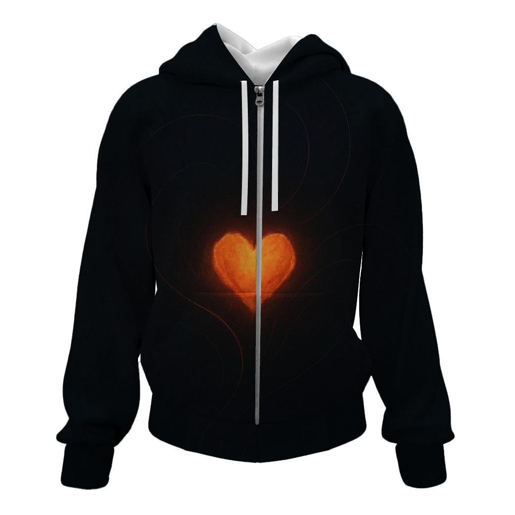 Gentle Ember Heart designer hoodies