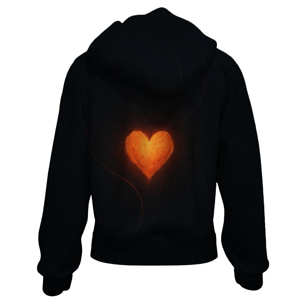 Gentle Ember Heart designer hoodies