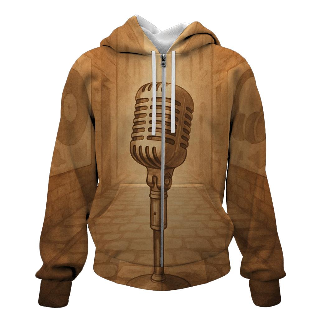 Sepia Street Microphone zip-up hoodies
