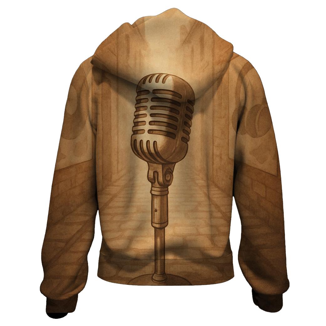 Sepia Street Microphone zip-up hoodies