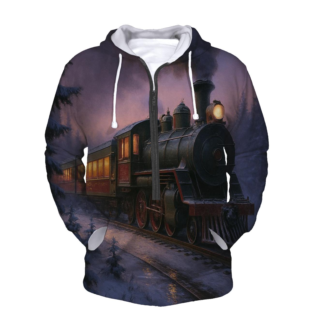 Silent Night Train Through The Snow hoodie designs