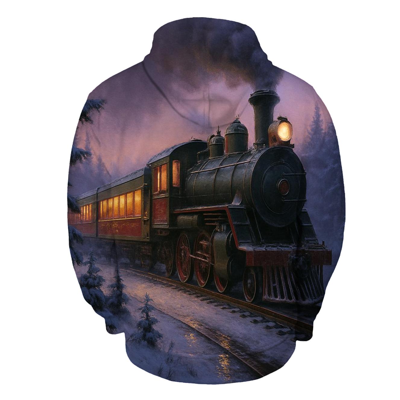 Silent Night Train Through The Snow hoodie designs