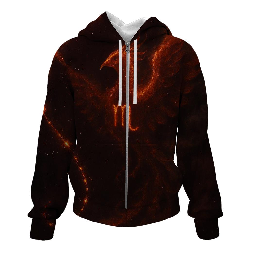 Scorpio Starlit Phoenix Ascension zip-up hoodies