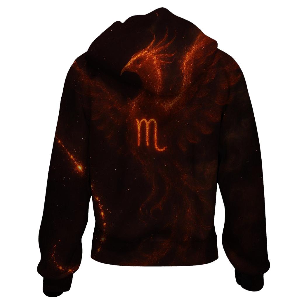 Scorpio Starlit Phoenix Ascension zip-up hoodies