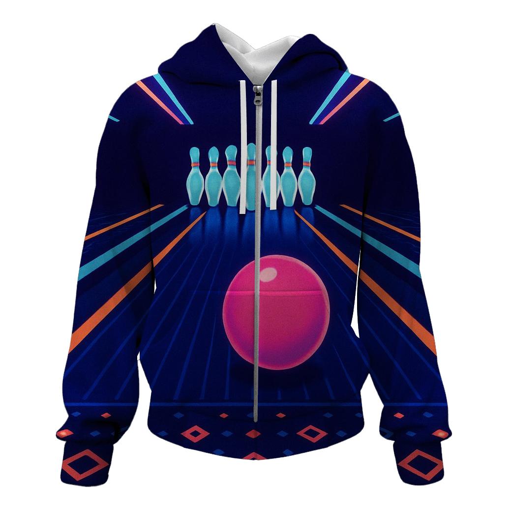 Retro Laser Bowling Night graphic hoodies