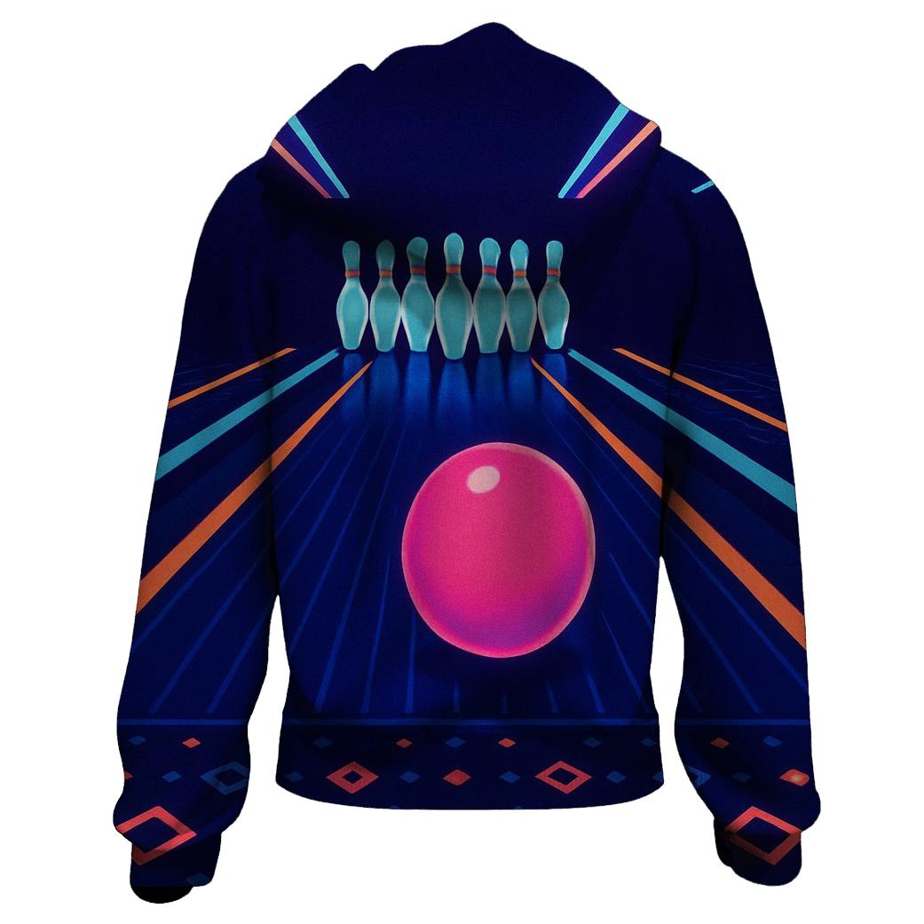 Retro Laser Bowling Night graphic hoodies