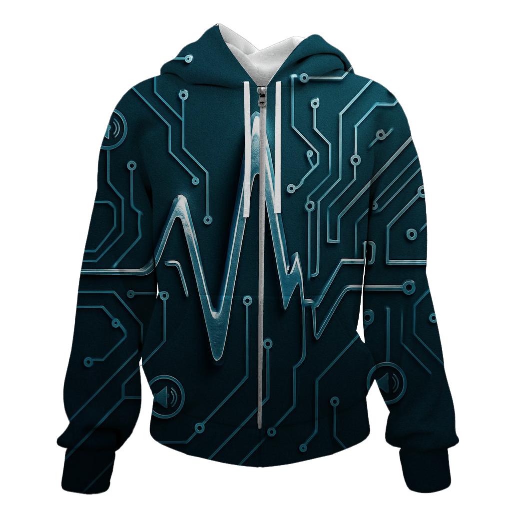 Chrome Soundwave Circuit embroidered hoodies