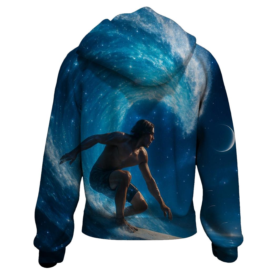 Cosmic Surf Wave Rider zip-up hoodies