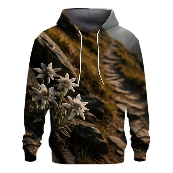 Alpine Edelweiss On Ancient Stone Path heavyweight hoodies