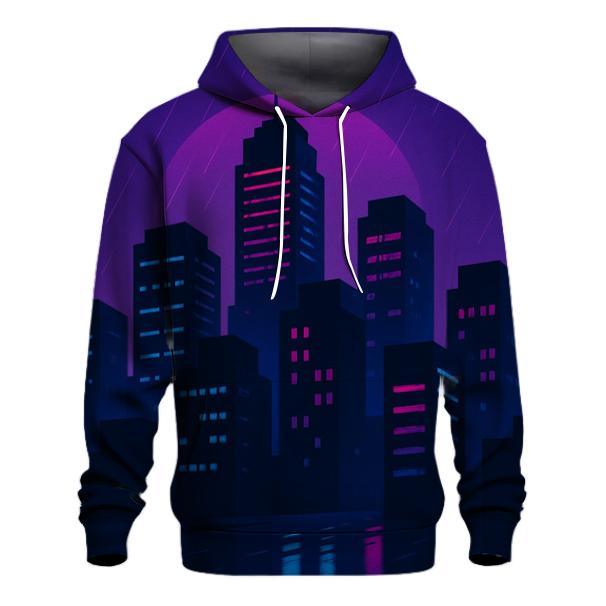 Retro Synth City Rain zip-up hoodies