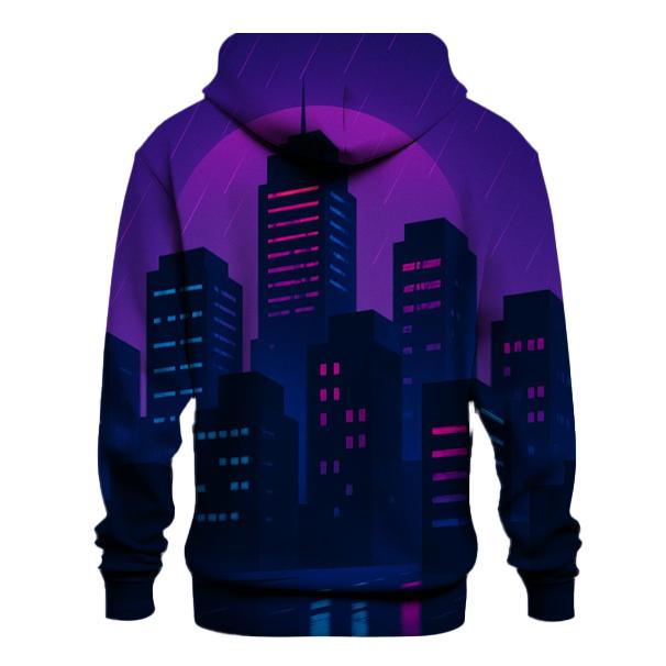 Retro Synth City Rain zip-up hoodies