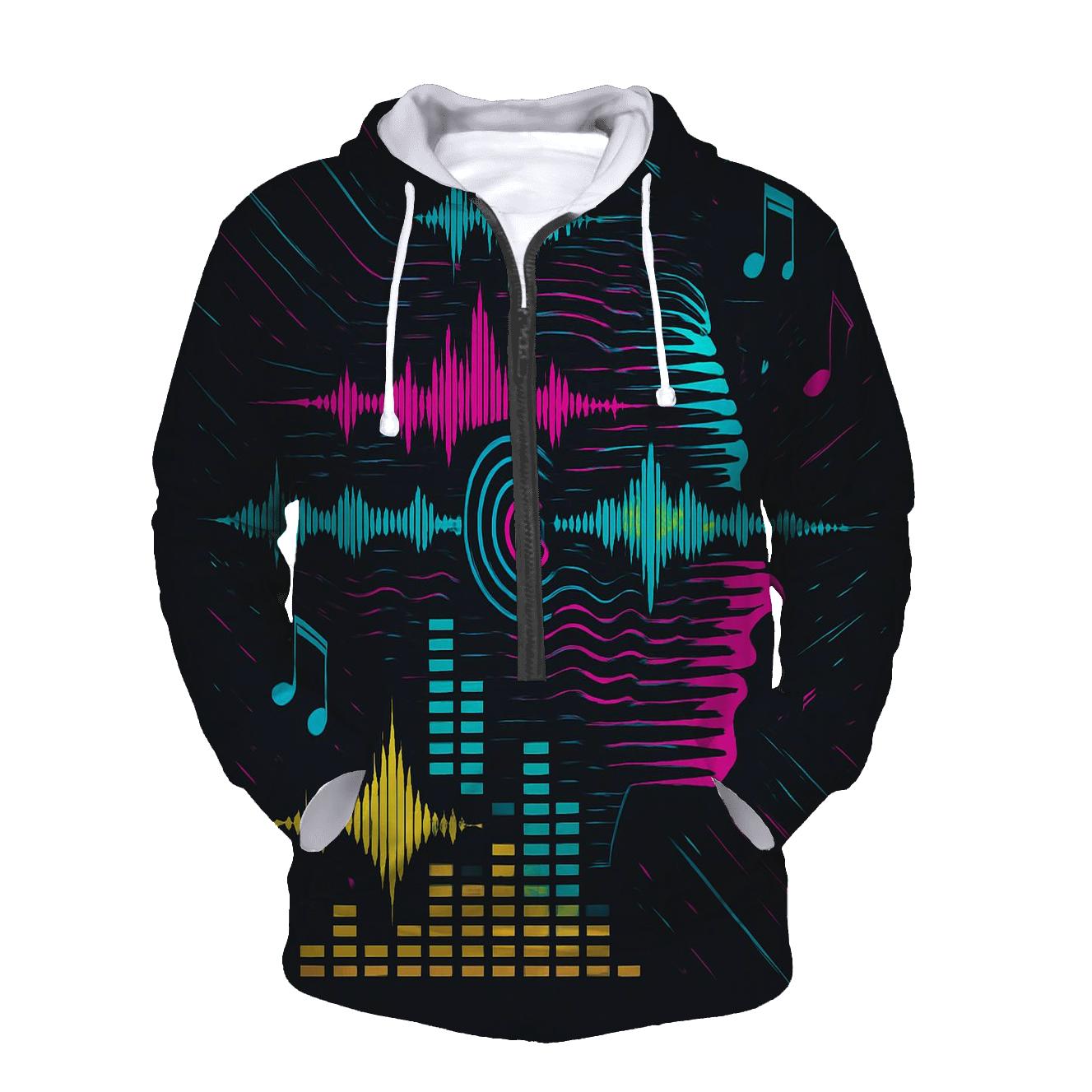 Prismatic Soundwave Portrait designer hoodies