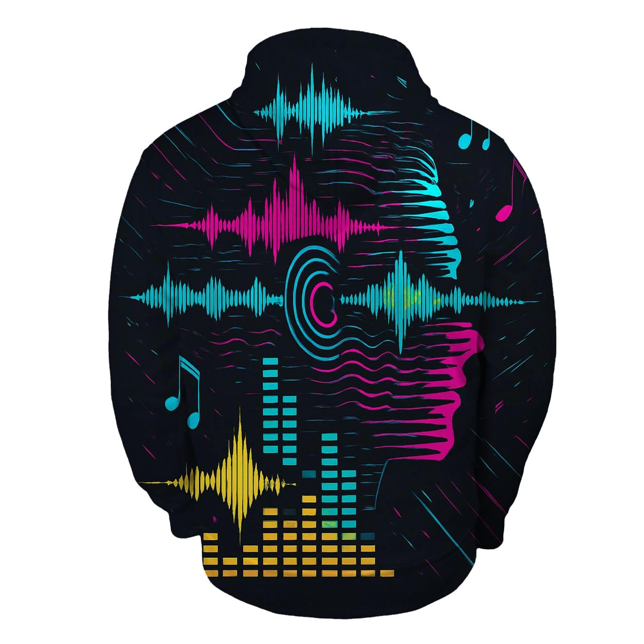 Prismatic Soundwave Portrait designer hoodies