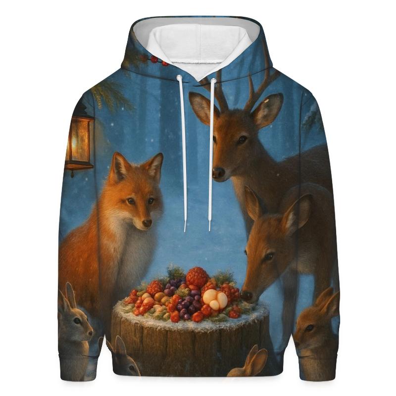 Woodland Christmas Feast For Animals lightweight hoodies