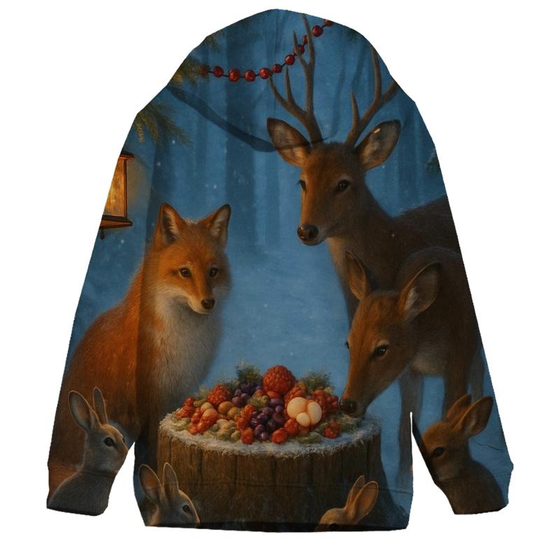 Woodland Christmas Feast For Animals lightweight hoodies