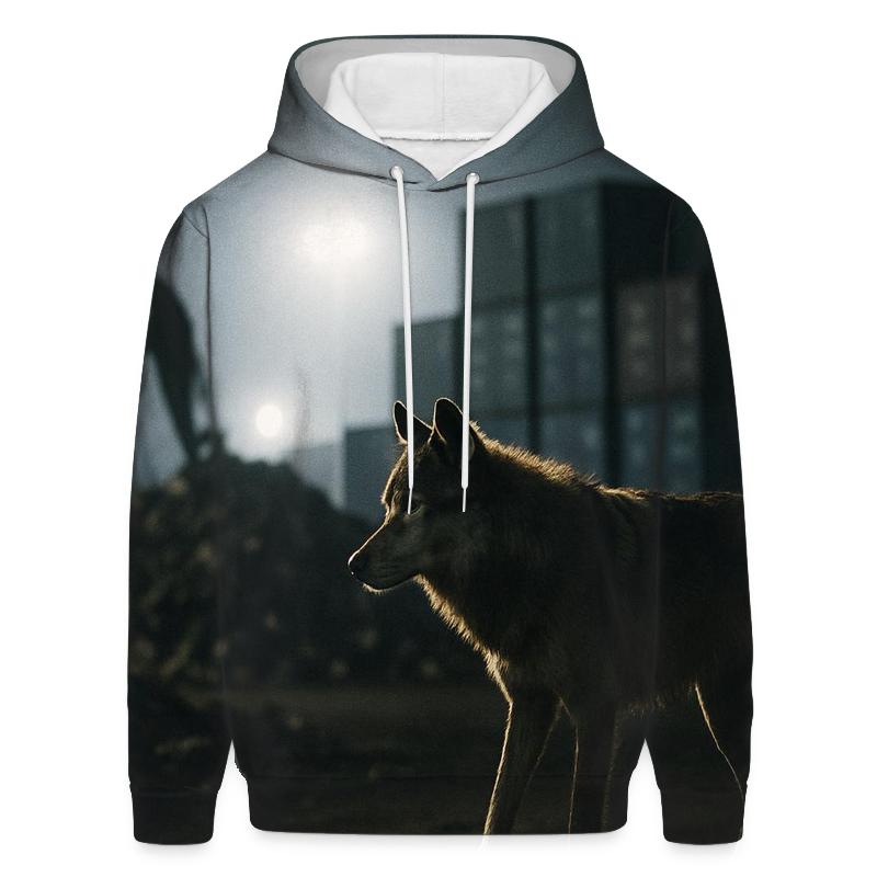 Industrial Periphery Nighttime Scavenger Wolf heavyweight hoodies
