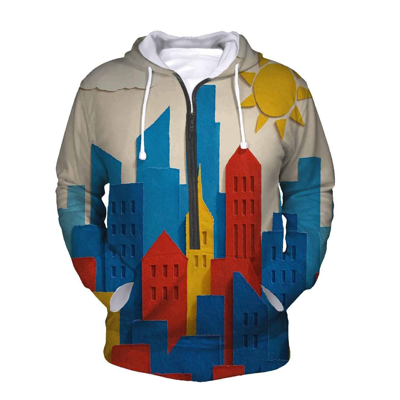 Kinetic Paper Collage Skyline hoodie trends