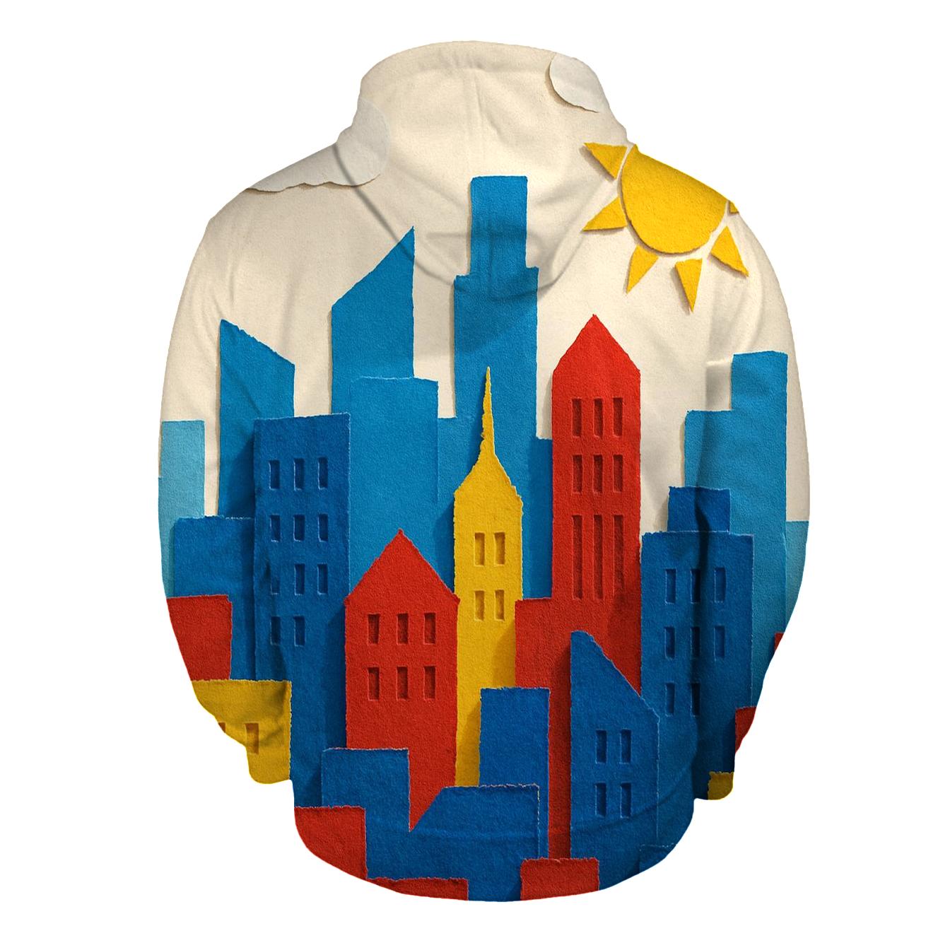 Kinetic Paper Collage Skyline hoodie trends