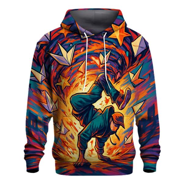 Origami Tornado Dancer embroidered hoodies