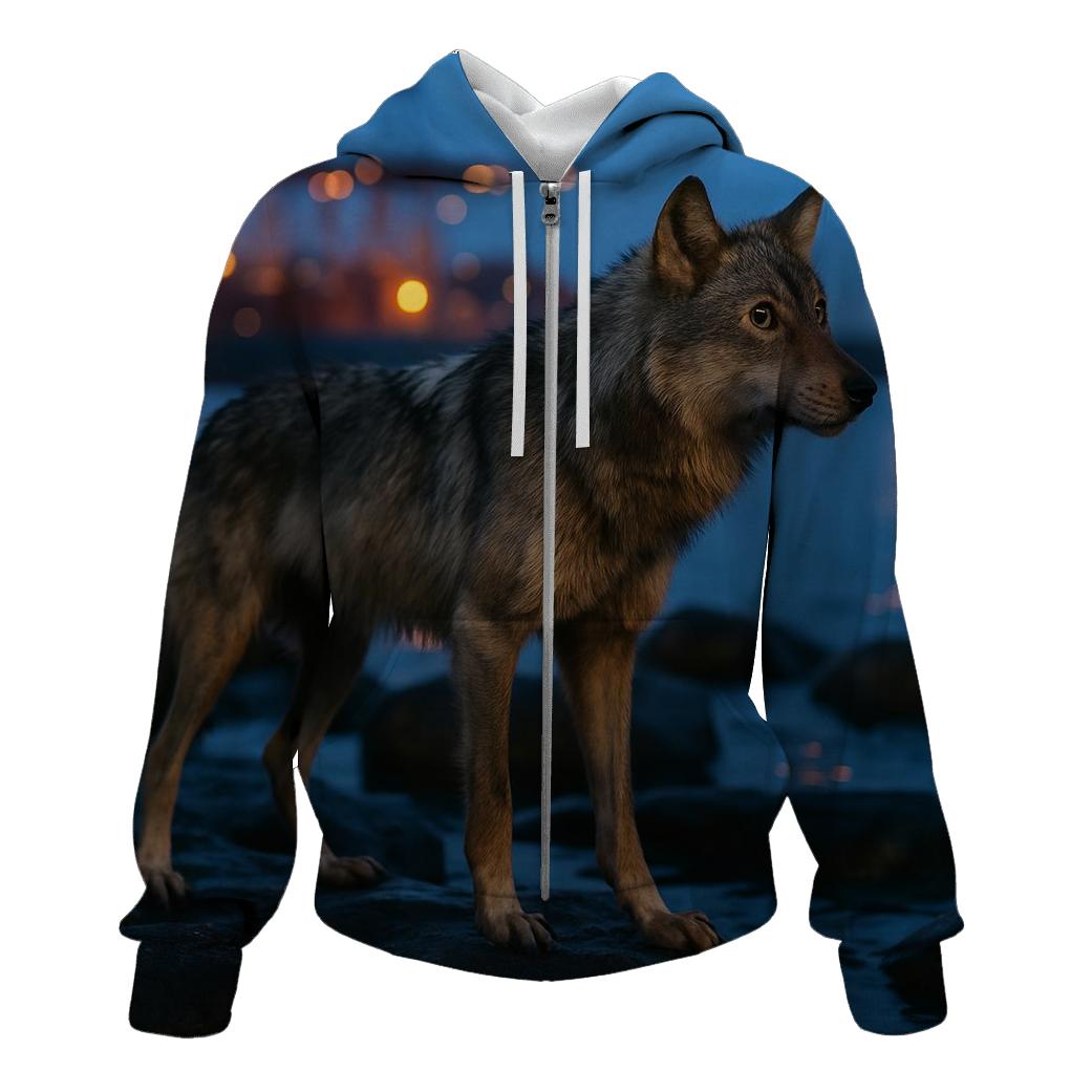Harbor Lights Urban Coastal Wolf printed hoodies