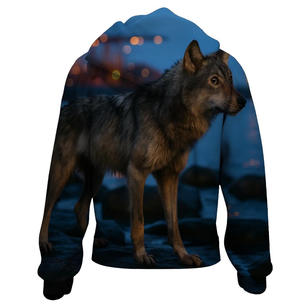 Harbor Lights Urban Coastal Wolf printed hoodies
