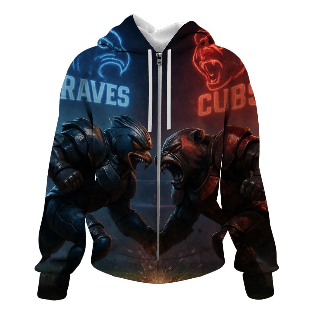 Gridiron Thunder Clash Braves Vs Cubs heavyweight hoodies