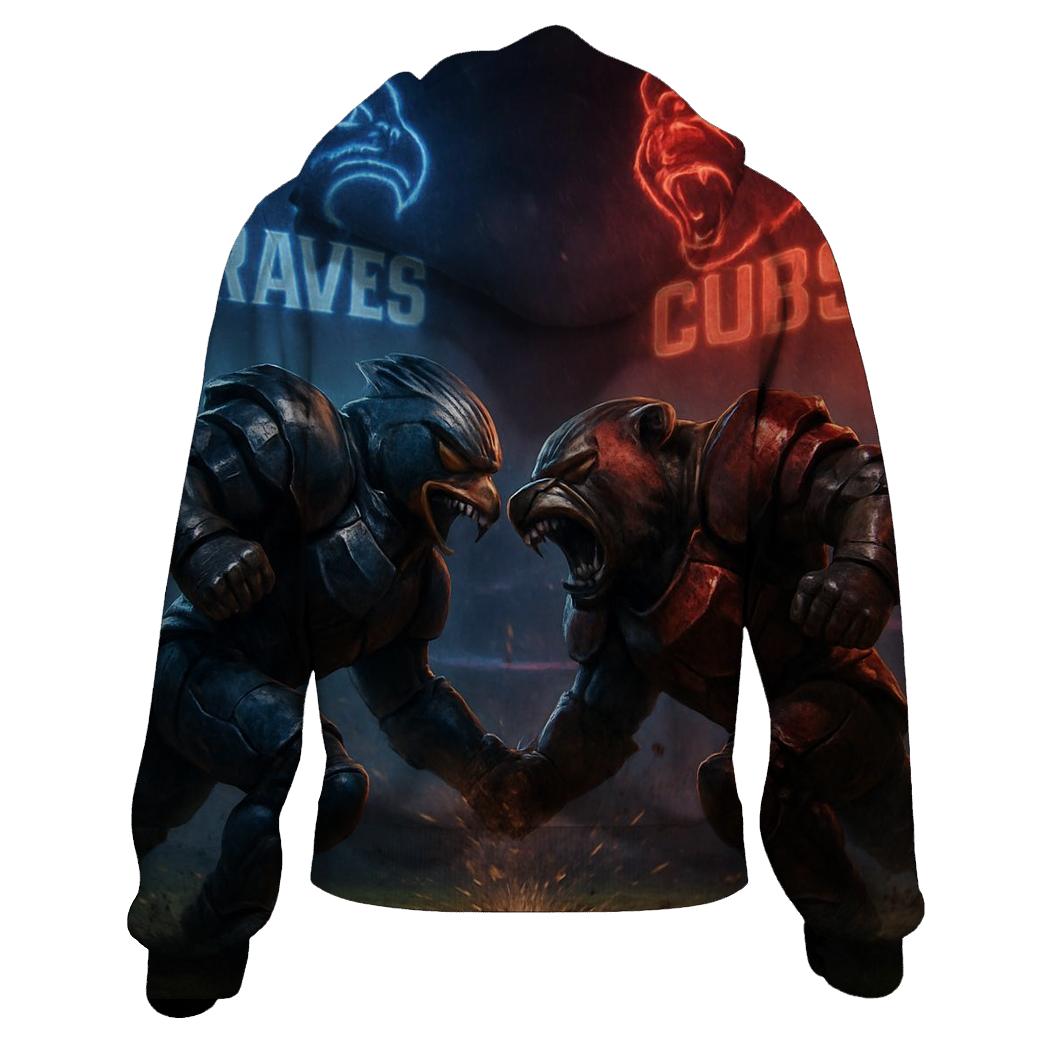 Gridiron Thunder Clash Braves Vs Cubs heavyweight hoodies