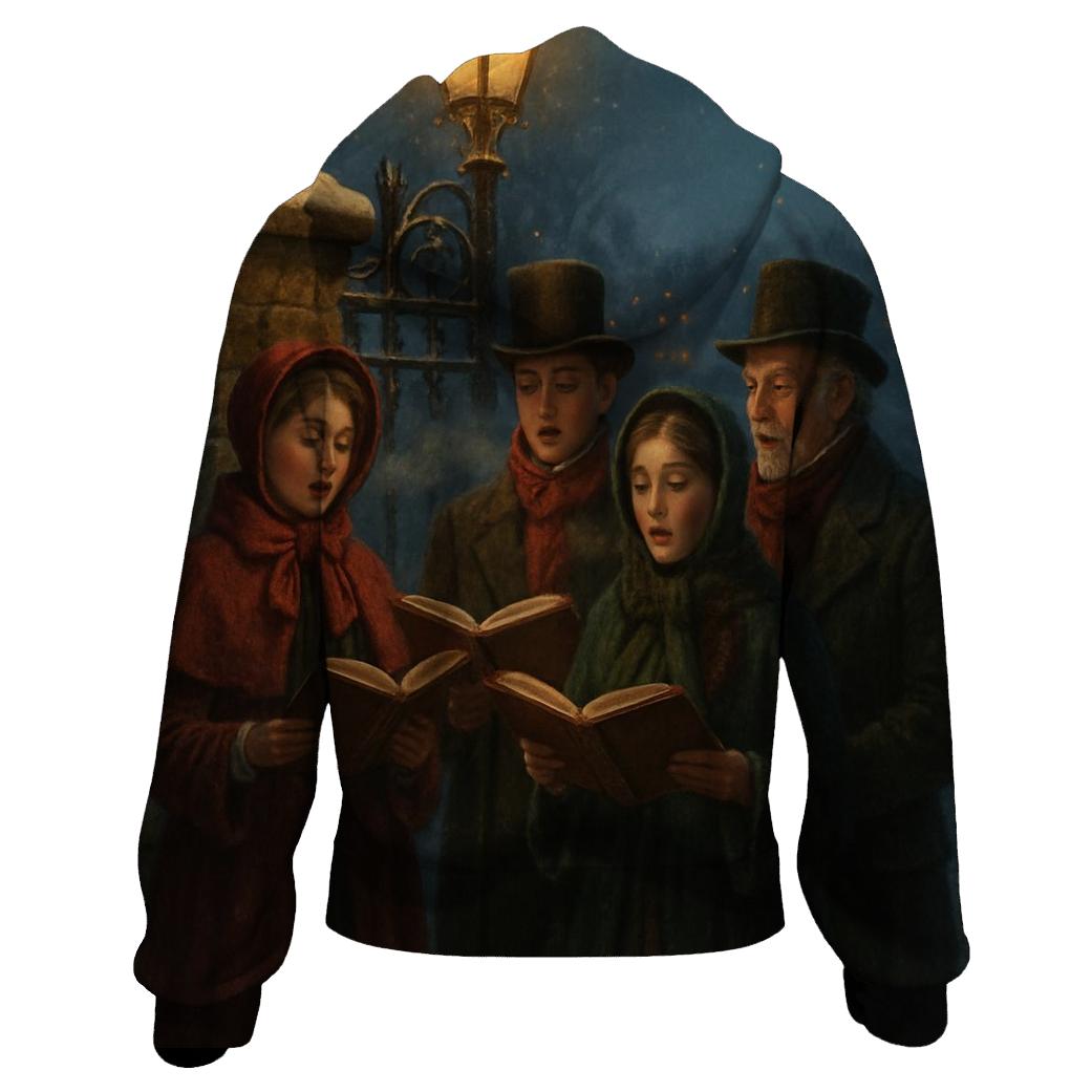 Snowlit Carolers At The Old Stone Gate lightweight hoodies
