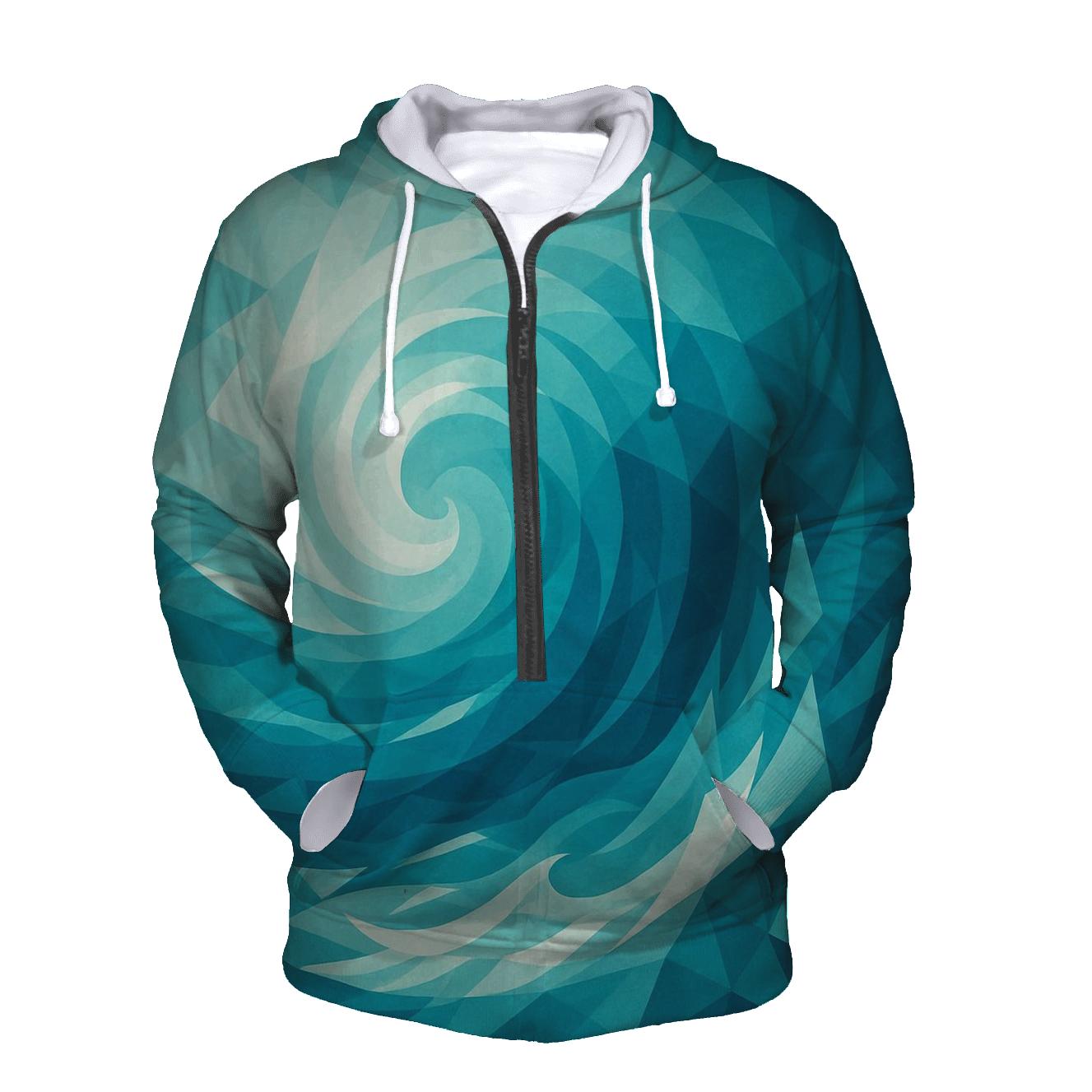Geometric Ocean Currents designer hoodies