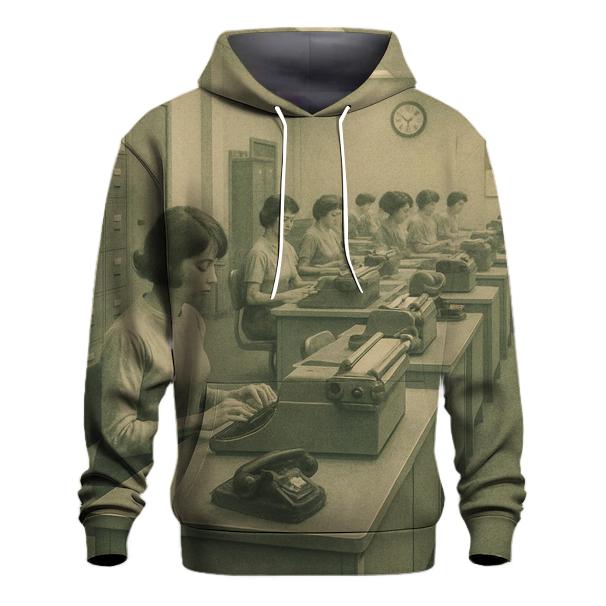 Retro Office Typing Pool Scene custom hoodies