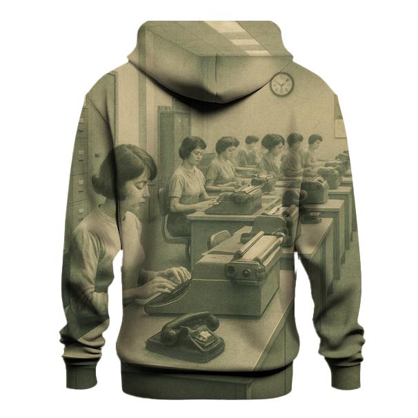 Retro Office Typing Pool Scene custom hoodies